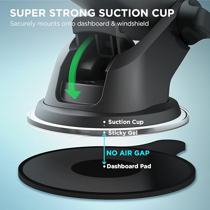 iOttie Easy One Touch Classic Dash & Windshield Universal Car Mount Phone Holder Desk Stand for -iPhone, Samsung, Moto, Huawei, Nokia, LG, Smartphones, Black