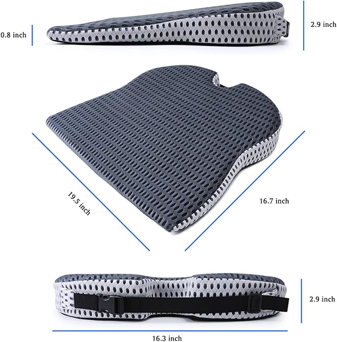 Car Wedge Seat Cushion for Car and Truck Seat Office Chair Wheelchair - Memory Foam Seat Pad for Sciatica Tailbone Pain Relief