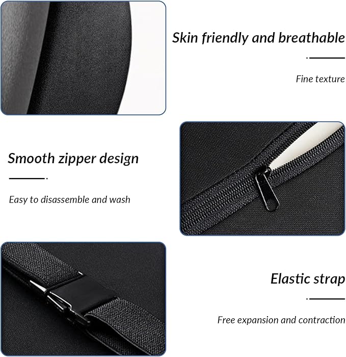 Car Headrest & Lumbar Support Cushion, 2025 New Ergonomic Car Seat Headrest & Lumbar Cushion,Memory Foam & Breathable Removable Cover for Neck Back Pain Relief, Black