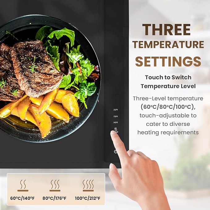 Electric Warming Tray, Full Surface Heating, Portable Food Warmer Rolling Silicone Mat, Food Warmer for Parties FeaturesFoldable Design & Fast Heating, Warming Plate for Buffet (Black)