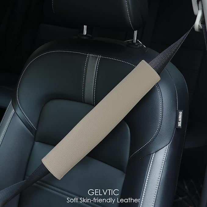 Car Seat Belt Covers for Adults Soft Leather Seatbelt Shoulder Pad Neck Cushion Protector Comfortable Driving Car Accessories Truck SUV Airplane Backpack (SC01Grey-9in-1Pack)