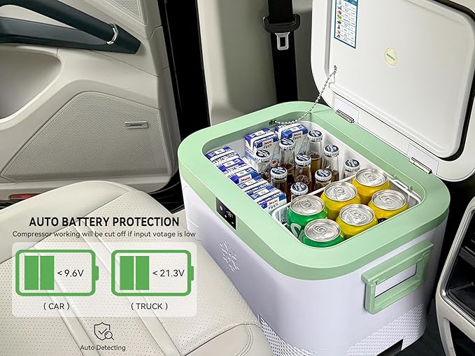 Car Refrigerator, Portable 12V Fridge 19 Qt (18 L) 12 Volt Freezer Compressor Cooler 12V/24V DC 110~240 V AC for Truck Van RV Camper SUV and Home Use -18℃~+15℃