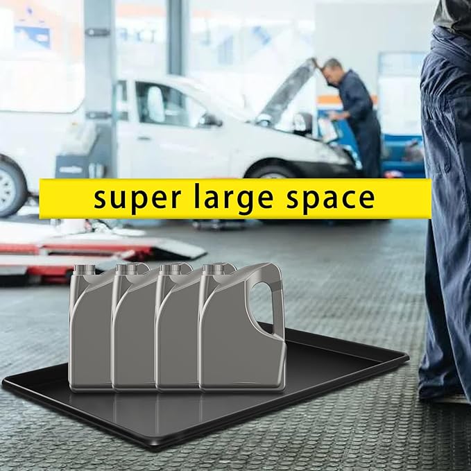 3 Pcs Extra Large Oil Drip Pan, 35.4×24×1.6Inches Oil Drain Pan for Under Car,Plastic Oil Drip Tray for Garage, Fridges, Washing Machines, Cat Litter Box,Keeps Floors Safe & Clean