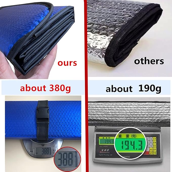 Windshield Sunshade-Thicken 5-Layer Bubble Block Heat and Sun UV Rays,Front Windshield Sun Shade,Sun Visor for Car- Keeps Your Vehicle Cool - 58 x 27.5 Inch (Dark Blue)