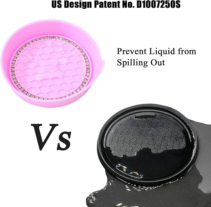 Amooca Car Cup Coaster Universal Non-Slip Cup Holders Bling Crystal Rhinestone Car Interior Accessories 4 Pack Pink