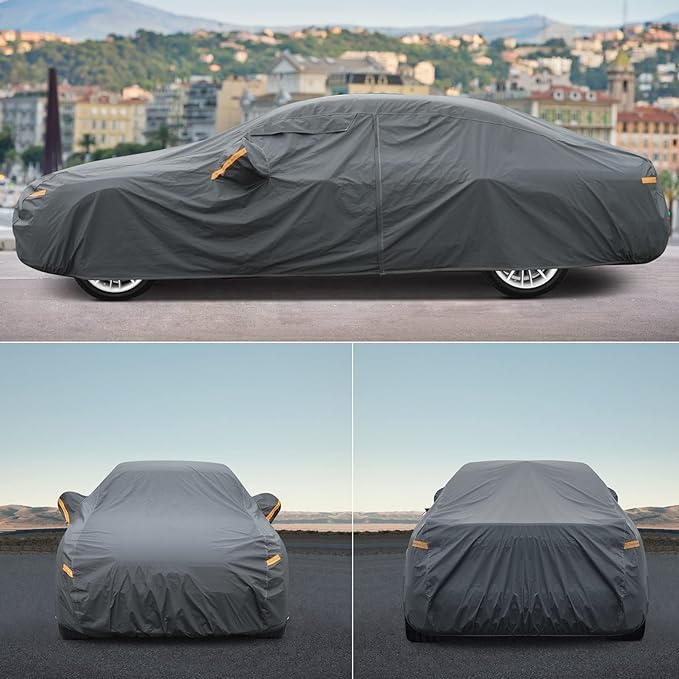 Premium Car Cover Custom Fit Toyota RAV4 (2012-2025), 16 Layers Heavy Duty Car Cover Waterproof All Weather with Zipper Door for Sun Rain Snow Dust Uv Protection