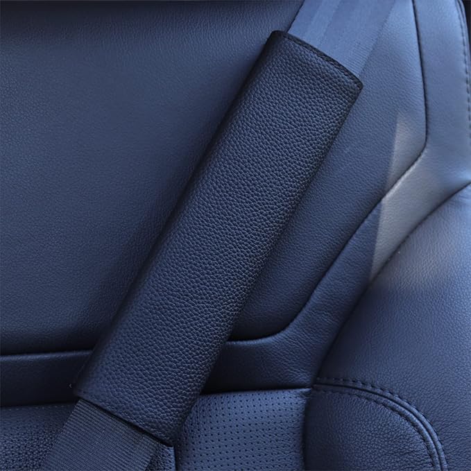 Car Seat Belt Covers for Adults Soft Leather Seatbelt Shoulder Pad Neck Cushion Protector Comfortable Driving Car Accessories Truck SUV Airplane Backpack (SC01Black-9in-1Pack)