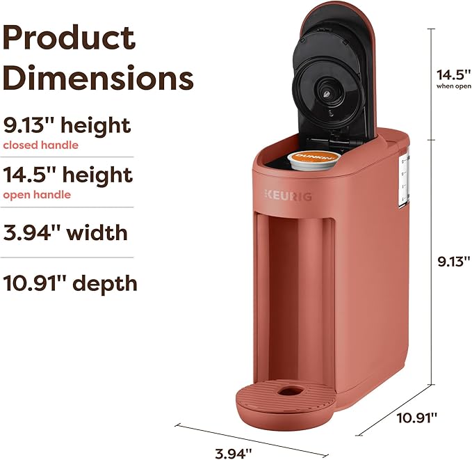 Keurig K-Mini Mate Single Serve K-Cup Pod Coffee Maker, Brews Up to 12 oz Cup, Compact Portable Coffee Machine for Small Spaces, Dorms & Offices, Red Rocks