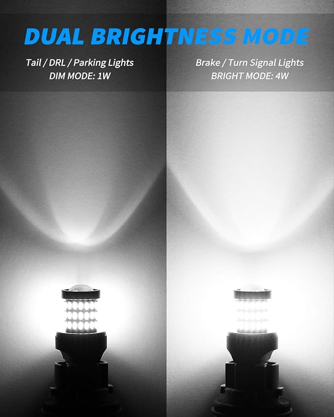 Yorkim Ultra Bright 7440 Led Bulb White T20 Led Bulb 7441 7443 7444 W21W Led for Backup Reverse Brake Light, Tail Light, Turn Signal Light Pack of 2 - White