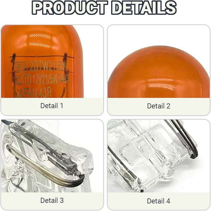10 PCS Car T20 1891/7443 Brake Bulb, Waterproof Lamp Housing Double Filament Bulb, Miniature Light Reverse, Parking, Tail Light, Plug and Play, Replacement for Cars, Trucks, SUVs (Amber)