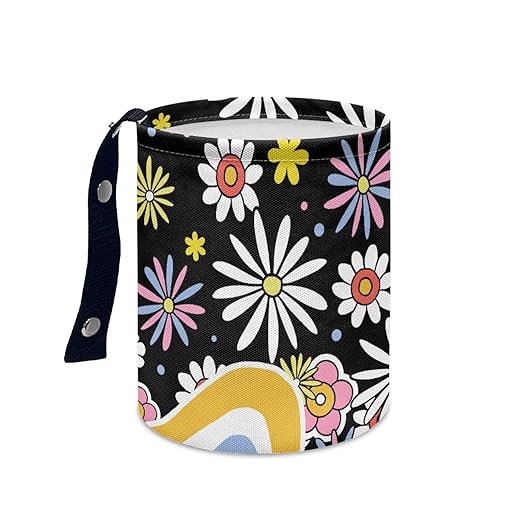 Cute Hippie Flower Car Trash Can - Multi-Purpose, Waterproof, Leak-Resistant, Easy to Clean, Car Interior Decoration