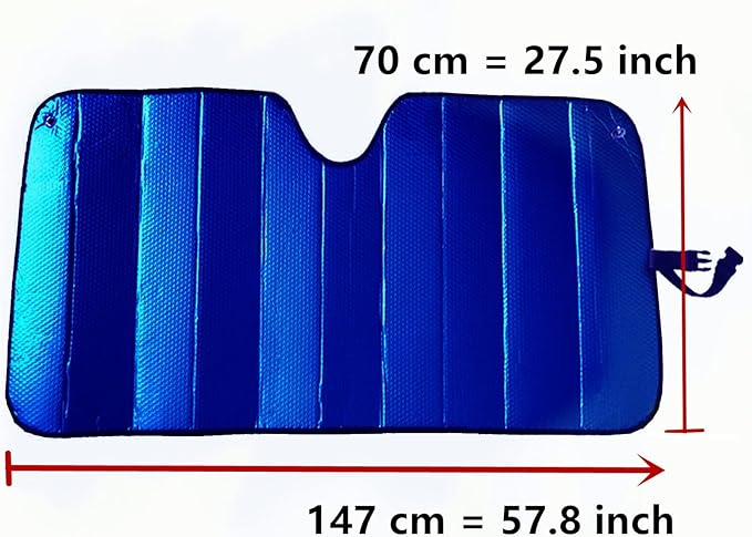 Windshield Sunshade-Thicken 5-Layer Bubble Block Heat and Sun UV Rays,Front Windshield Sun Shade,Sun Visor for Car- Keeps Your Vehicle Cool - 58 x 27.5 Inch (Dark Blue)