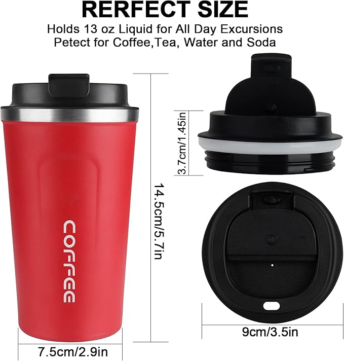 MOMSIV 12oz Travel Mug, Insulated Coffee Cup with Leakproof Lid, Vacuum Stainless Steel Double Walled Reusable Tumbler for Hot and Cold Water Coffee and Tea In Travel and Car