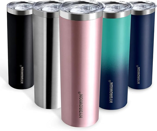 HYDROWION Triple-Insulated Tumblers - Stainless Steel with Lid and Straw, 20 oz Water Bottle, Stainless Steel Cups, Coffee Travel Mug for Home & Office Rose Gold