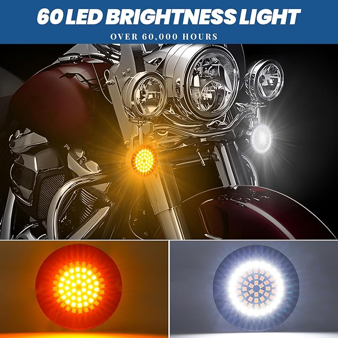 1157 LED Turn Signals 3 1/4", Front Rear Combo Set Flat Housing Led Light Fit for Harley Davidson Electra Glide Road King Softail Tour Glide Ultra Limited 1986-2025