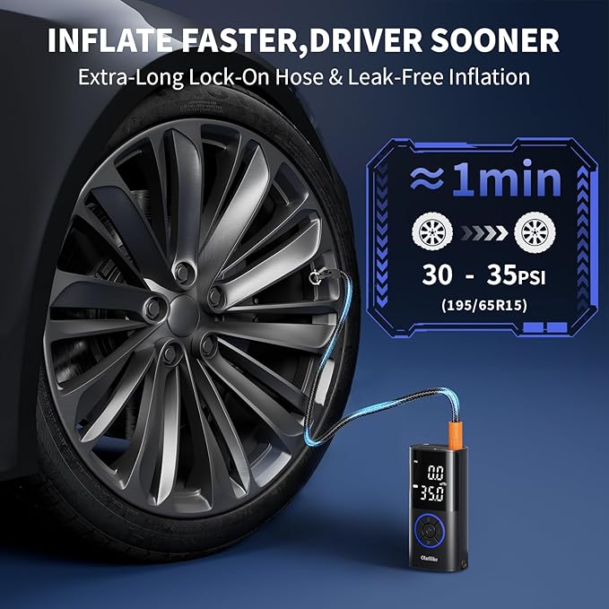 OlarHike Tire Inflator Portable Air Compressor, Smart Dual Hose System, 160PSI Auto Air Pump for Car Tires, Bike,Bicycle, Motorcycles,Electric Pump with LED Light & Digital Pressure Gauge