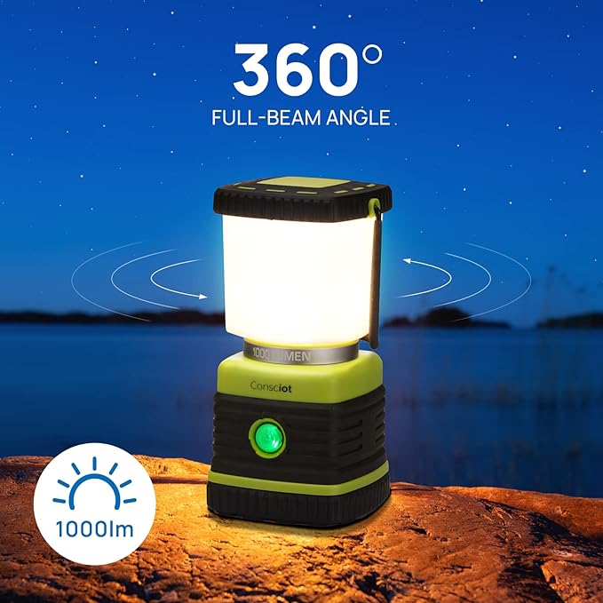 LED Camping Lantern, Consciot Battery Powered Camping Lights, 1000LM, 4 Light Modes, IPX4 Waterproof Tent Lights, Portable Flashlight for Power Outages, Emergency, Hurricane, Hiking, (Pack of 20)