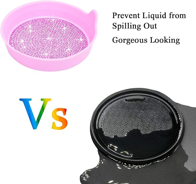 Amooca Car Cup Coaster Universal Non-Slip Cup Holders Bling Crystal Rhinestone Car Interior Accessories 4 Pack Pink Whole Rhinestone