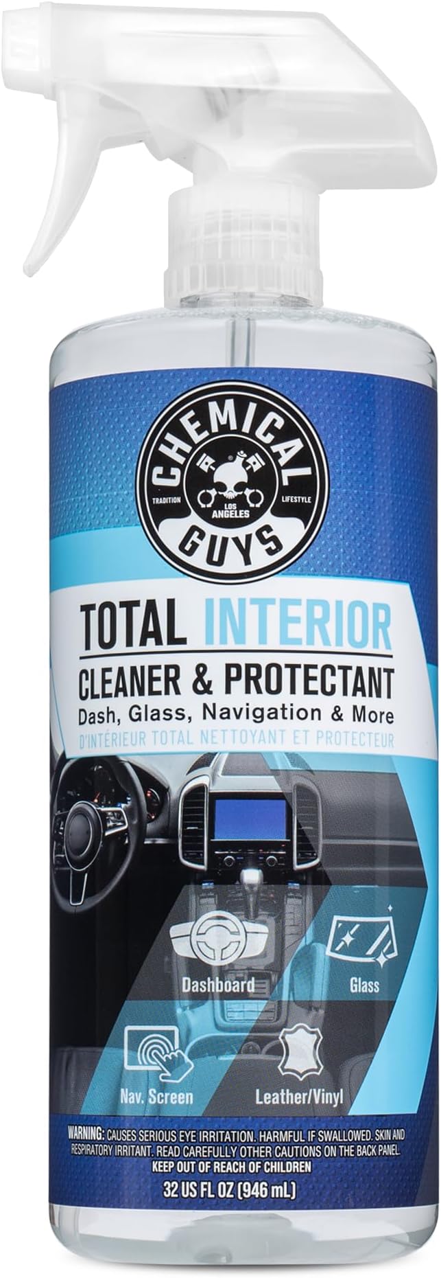 Chemical Guys Total Interior Cleaner and Protectant, Safe for Cars, Trucks, SUVs, Jeeps, Motorcycles, RVs & More, 32 fl oz