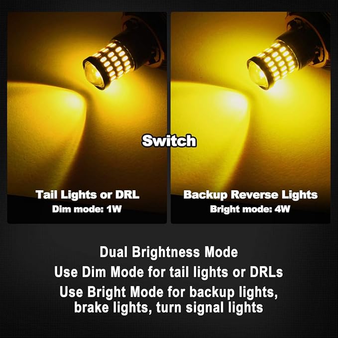 Yorkim 3157 LED Bulb Amber, Turn Signal Bulb Yellow, Bright 3156 3457A 4057 4157 LED Light for Front Rear Turn Signal Light Blinker DRL Marker Parking Lights, Pack of 2