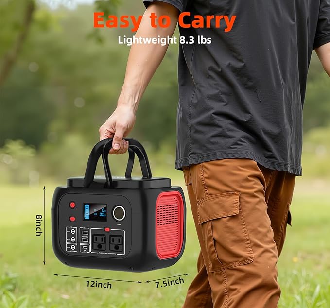 Portable Power Station 300W, 228Wh Solar Generator with 110V Pure Sine Wave AC Outlet, Backup Lithium Battery Generator for CPAP Outdoor RV Camping Emergency Home Use