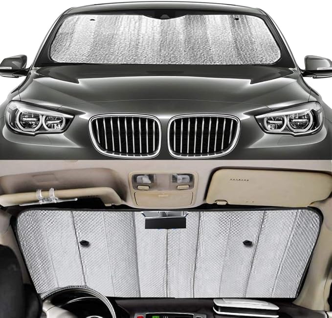 Big Ant Car Windshield Sunshade UV Ray Reflector Auto Window Sun Shade Visor Shield Cover, Keeps Vehicle Cool- Sliver (55" x 27.5")