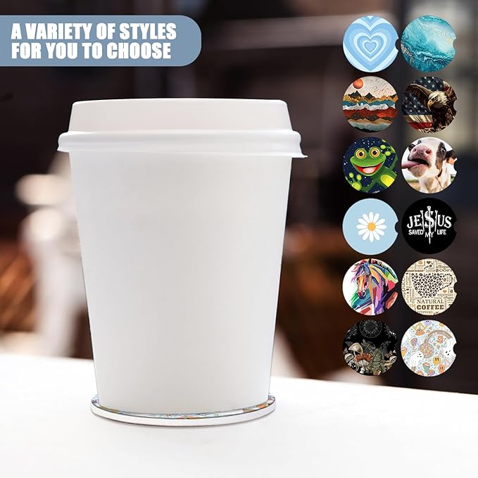 Funny Ghost Car Cup Holder Coaster -Halloween Absorbent Ceramic Coaster, Car Coasters for Cup Holders, Auto Accessories for Women & Men, Pack of 2