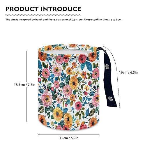 Daisy Rose Car Trash Can Foldable Rubbish Bin Basket Bag Hanging Cup Holder Organizer with Strap Mini Car Interior Accessories for Fit Most Cars, SUVs, Trucks