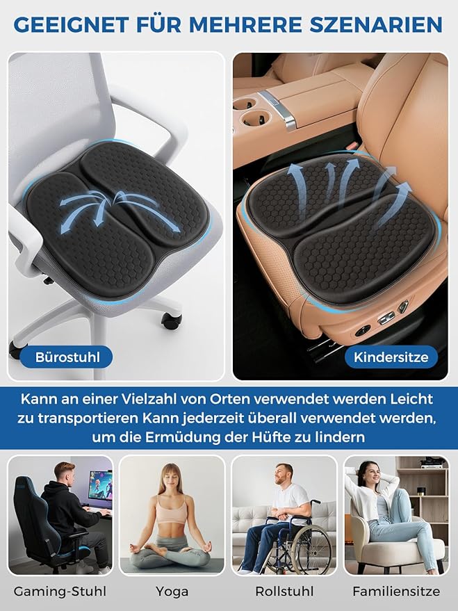 Honeycomb Car Gel Seat Cushion Soft Breathable Maintain a Refreshing Feel Relieve Hip Pressure This Seat Cushion Suitable For All Seasons for Car Office Home Wheelchair Chair Long Sitting Use