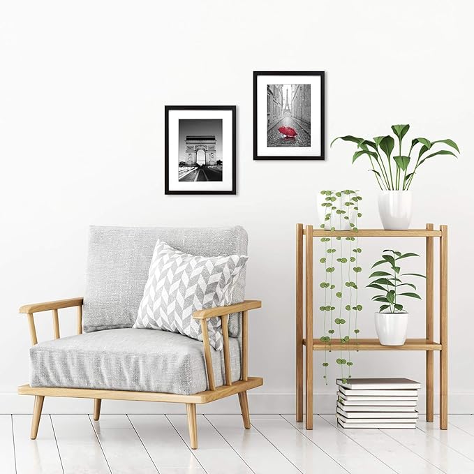 Americanflat 9x12 Picture Frame in Black - Displays 6x8 With Mat and 9x12 Without Mat - Composite Wood with Shatter Resistant Glass - Horizontal and Vertical Formats for Wall (2-Pack)