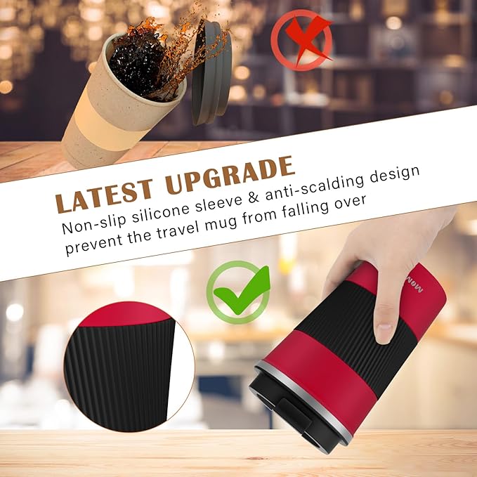 MOMSIV 12oz Travel Mug, Insulated Coffee Cup with Leakproof Lid, Vacuum Stainless Steel Double Walled Reusable Tumbler for Hot and Cold Water Coffee and Tea In Travel and Car