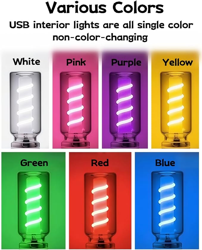 2 PCS USB Car Interior Lights, Touch Dimmable, Mini Retro Glass Bottle Design Suitable for Cars, Bedrooms, Corridors and Camping (Pink)