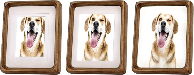 Natural Wood Photo Frames Inspired Tabletop Picture Frame with Mat, Vertical or Horizontal Display (Walnut, 8x10 matted to 5x7/6x8)