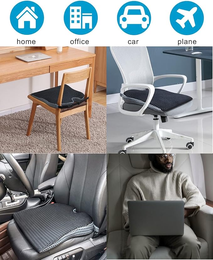 Car Wedge Seat Cushion for Car and Truck Seat Office Chair Wheelchair - Memory Foam Seat Pad for Sciatica Tailbone Pain Relief