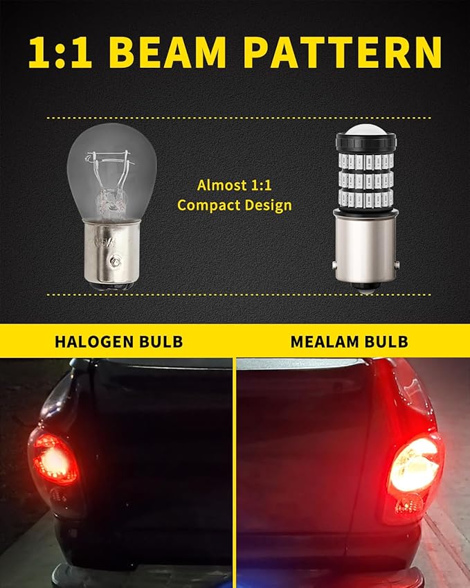 1156 1141 1003 7506 BA15S LED Bulbs Brilliant Red, Super Bright 60 SMD Chips for Car Truck Tail Break Turn Signal Blinker Light(Pack of 2)