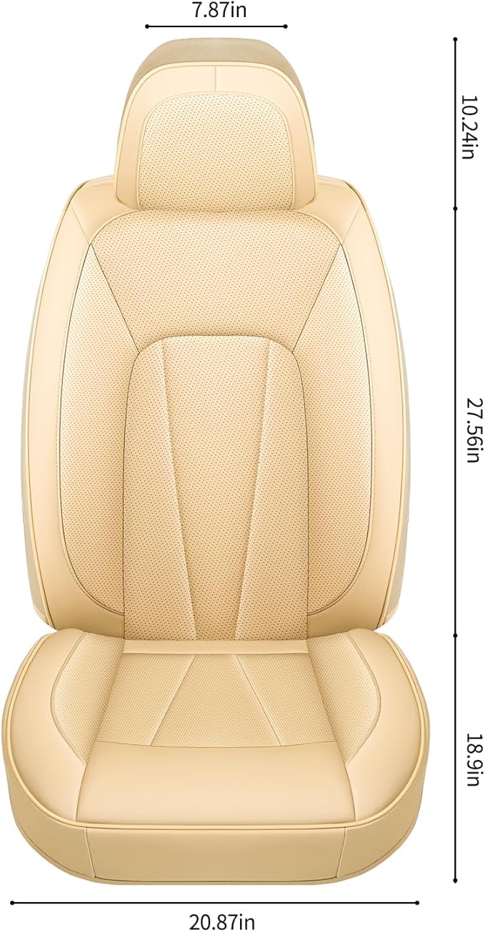 Car Seat Covers,Waterproof Seat Covers Front Pair, Leather Car Seat Covers,Universal Seat Cushion Protector for Most Cars SUV Trucks,Beige