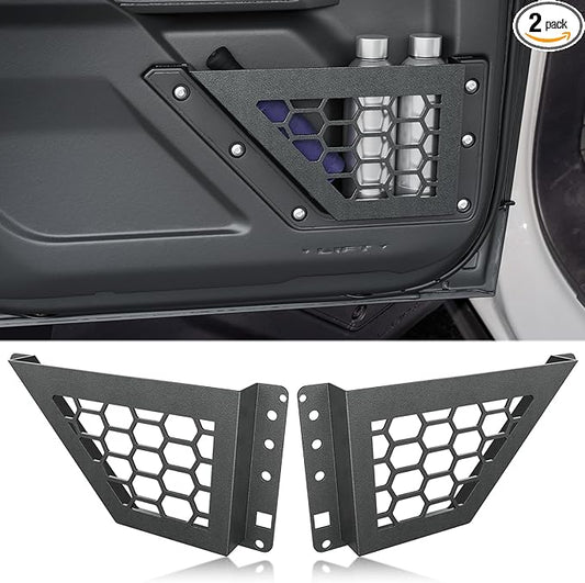Front Door Storage Pockets Box Compatible with Ford Bronco 2021 2022 2023 2024 2025, Cup Holder Door Side Organizer Molle Panels Expansion Interior Accessories (2/4 Doors, Black, 2 PCS)