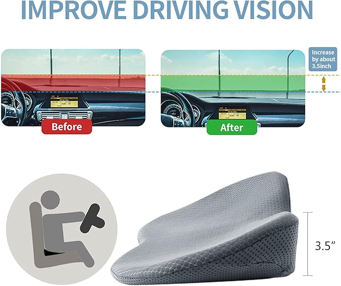 Car Seat Cushion, Memory Foam Seat Pad for Sciatica and Lower Back Pain Relief, Seat Cushion for Car Seat Driver (Gray)