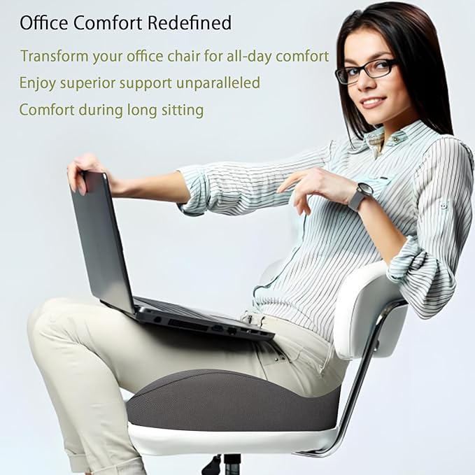 Seat Cushions - Memory Foam Seat Cushions for Office Chairs - Pressure Relief Seat Cushion for Tailbone Pain Relief - Ergonomic Support for Long Sitting Workers & Car Seat Cushions for Drivers