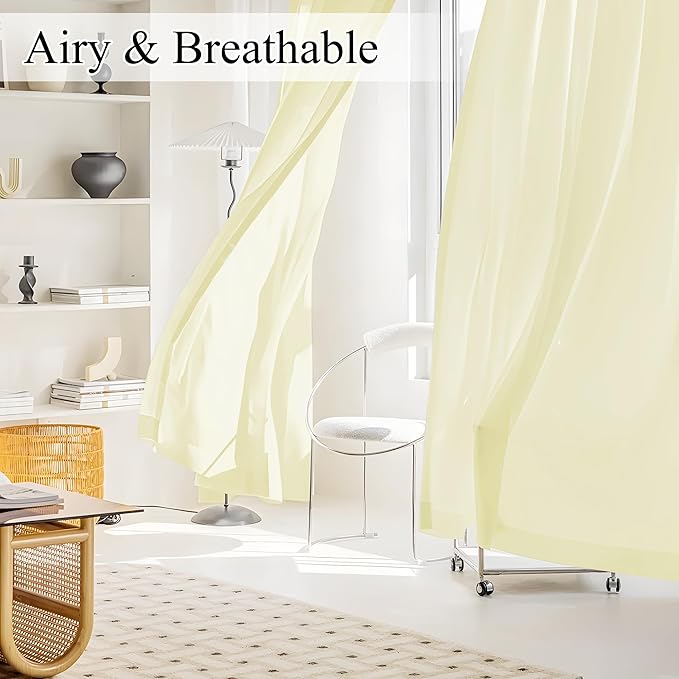 NICETOWN Non-See-Through Privacy Beige Sheer Curtains 72 inches Long 2 Panels, 52" Wide Grommet Window Curtains Drapes for Living Room Bedroom- Home Decoration Light Filtering Elegant Window Drapes