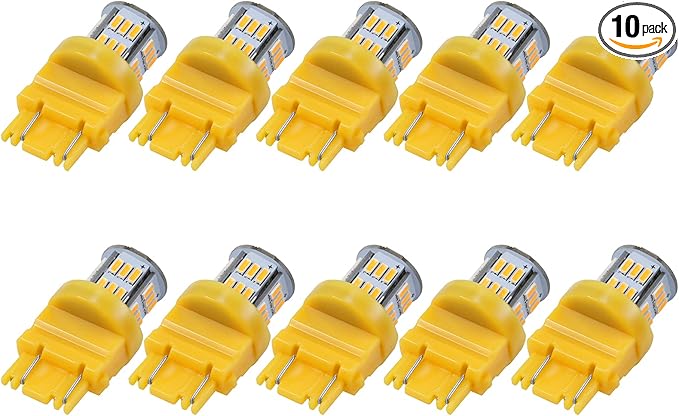 10 Packs LED Light Bulbs Super Bright 3157 3156 3057 4057 4157 for Cars 12V Non-Polarity 39-SMD LED Chipsets with Projector for Turn Signal Lights Taillights Replacement(Amber)