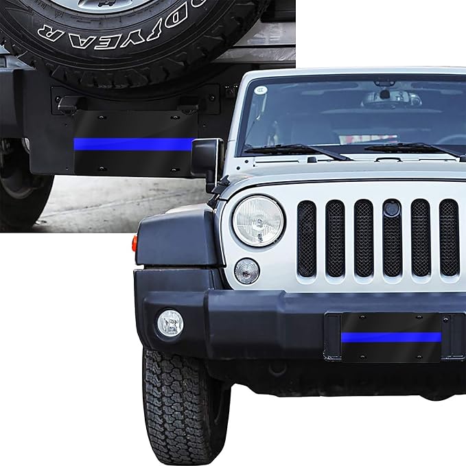 Front License Plate Thin Blue Line Vanity Plates Aluminum Metal Decorative Car Tag Flag Novelty License Plate Cover for Men Women 6 * 12 in (4 Holes)
