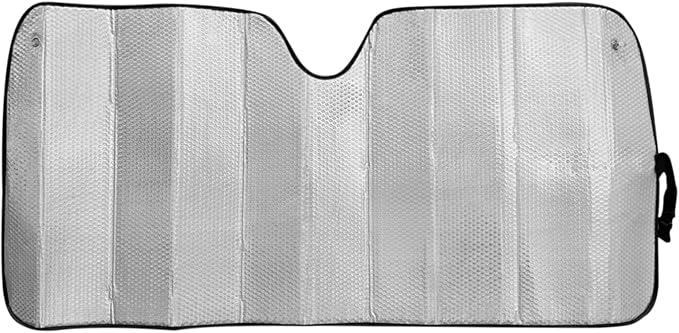 Car Windshield Sunshade-Thicken 5-Layer Bubble Block Heat and Sun UV Rays, Front Windshield Sun Shade- Keeps Your Vehicle Cool - 58 x 27.5 Inch … (New Silver)