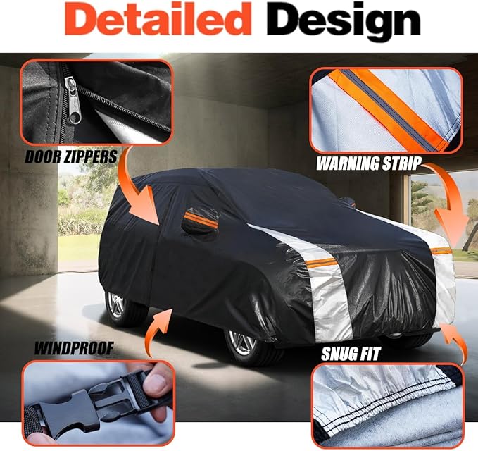 Ford Explorer Car Cover 100% Waterproof All Weather, Gift with Towel, 10 Layers SUV Car Cover Custom Fit 2006-2025 Ford Explorer, Full Exterior Covers Rain Sun UV Protection with Door Zipper.