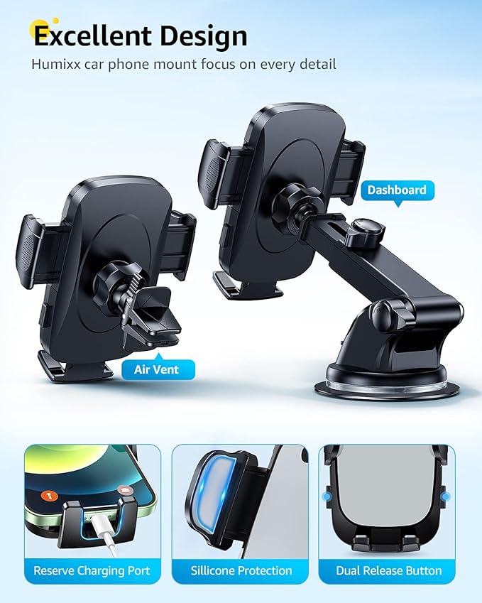 [2025 Stable Nano Suction Cup Phone Mount for Car Universal Hands-Free Suction Cell Phone Holder for Car Dashboard Air Vent Car Phone Holder Mount for Samsung iPhone 16 15 14 Plus Pro Max