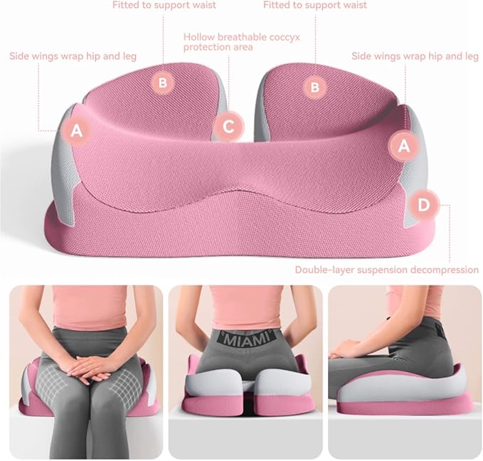 Seat Cushions for Office Chairs Wheelchair Cushion for Long Sitting Back Pain,Memory Foam Seat Car Computer Desk Chair Cushion,Coccyx Cushion for Tailbone Pain Relief Cushion Office Chair Butt Pillow