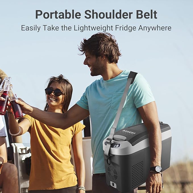 BODEGACOOLER 12 Volt Car Refrigerator, 16 Quart (15L) Small Car Fridge, Portable Freezer(-4℉~68℉), Car Cooler with 12/24V DC for Outdoor, Vehicles, Camping, Travel