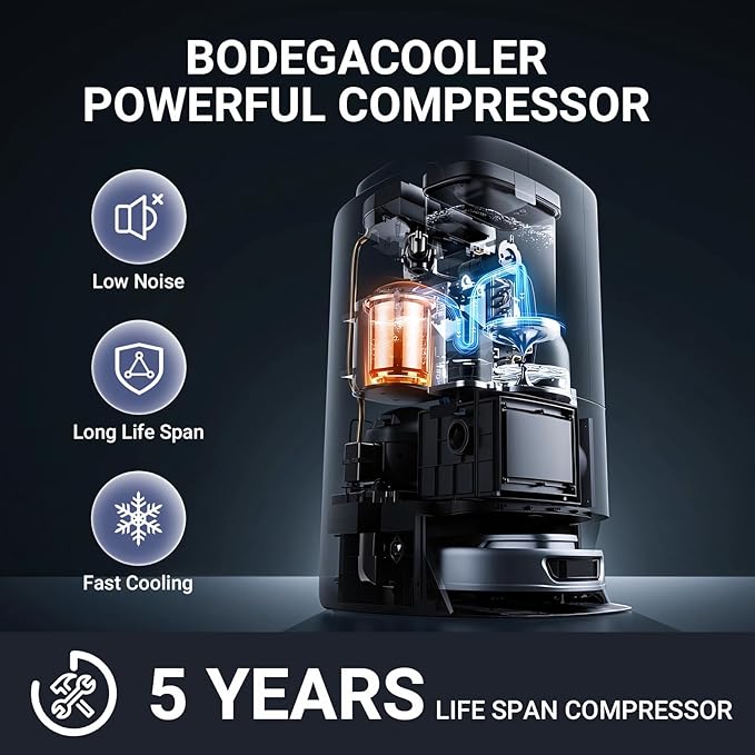 BODEGACOOLER 12 Volt Car Refrigerator, 16 Quart (15L) Small Car Fridge, Portable Freezer(-4℉~68℉), Car Cooler with 12/24V DC for Outdoor, Vehicles, Camping, Travel