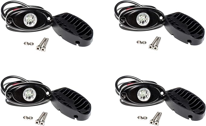 YONEDA 4 Pods Green Rock Lights 6000K Ultra Bright LED Neon Underglow Light IP68 Waterproof for Trucks SUV UTV ATV RZR Car Boats Pickup Motorcycle