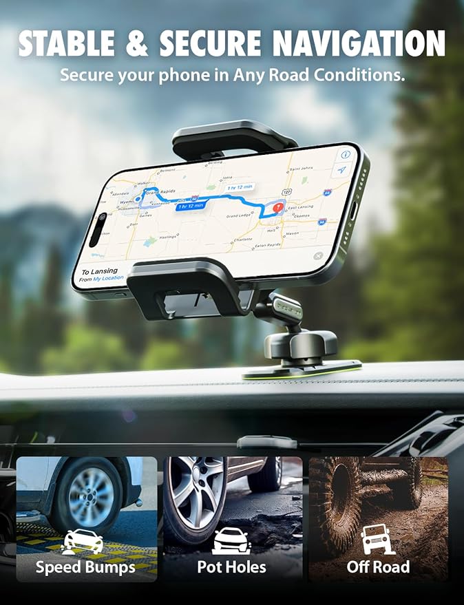 Bracketron Car Phone Holder, TripGrip Phone Mount for Car Dashboard & Air Vent, 360 Rotation One-Hand Release Car Cell Phone Holder for iPhone, Samsung, Androids.